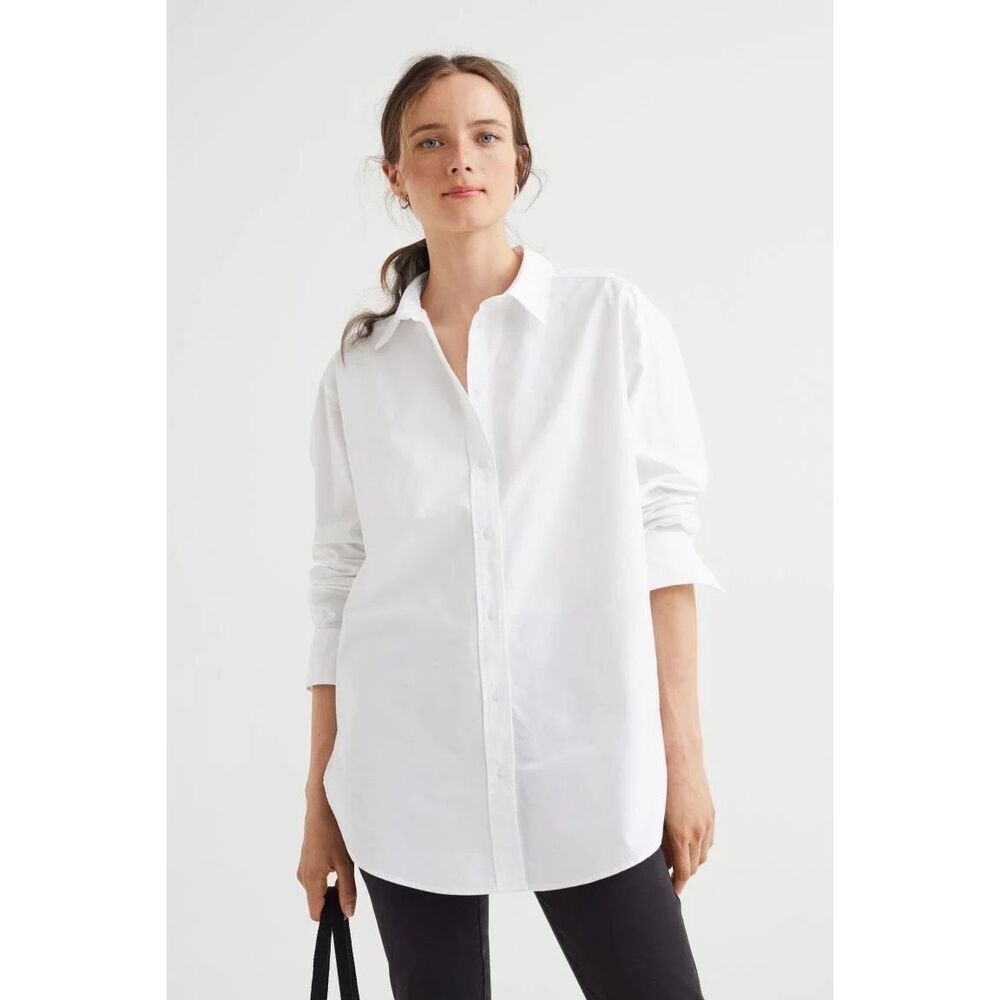 ✨H&M White Oversized Oxford Sz Medium Shirt✨